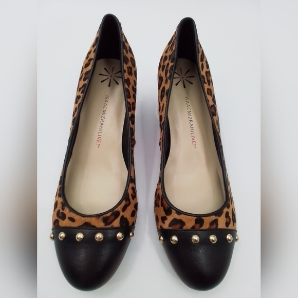 SOLD Isaac Mizhari IMKARAM Calf Hair Leopard Cheetah STUDDED SHOES Size 7.5 M - Picture 4 of 8
